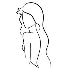 a line drawing of a woman with long hair