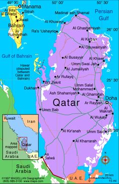 a map of qatar with the capital and major cities