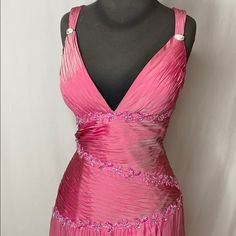 Side Invisible Zipper Pink Chiffon Gown, 2000s Party, 2000s Clothes, Fuchsia Dress, Boutique Couture, Random Aesthetic, Aesthetic Board, Pink Chiffon, Senior Prom