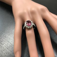 3.90 Carats Natural Tourmaline and Diamond 14k Solid White Gold Ring - Etsy Canada