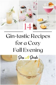 Collage of 4 fall gin cocktails. Gin And Apple Cocktail, Fancy Fall Cocktails, Best Gin Cocktails Recipe, Fall Gin Cocktail Recipes