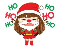 a cartoon girl wearing a santa claus hat