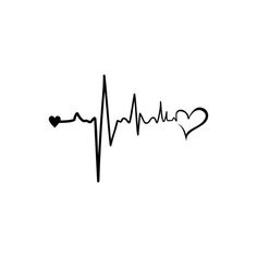 a heartbeat with two hearts on it and the word love is written in black ink