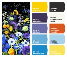 the color scheme is shown with different flowers