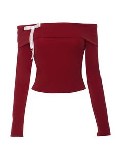 ⚡Buy 2023 Contrast Bow Decor Off Shoulder Long Sleeve Tee Red L under $16.00 in Tops&Tees at AnotherChill.com Online. Style: Casual/Street/Vintage/Sweet/Y2K/Sexy. Fabric Content: Polyester. Fit Type: Slim Fit. Neckline: Off the Shoulder. Sleeve Length: Long Sleeve. Stylish Design: The off shoulder design of this long sleeve tee adds a sexy and chic touch, perfect for those looking to make a fashion statement.. Sweet Bow Detail: The contrast bow decor at the front adds a sweet and girlish charm t Off Shoulder Shirts, Nye Fit, Tita Fits, Retro Red Long Sleeve Top, Red Retro Long Sleeve Top, Feminine Long Sleeve Off-shoulder Top, Red Fitted Off-shoulder Top, Casual Red Off-shoulder Top, Red Off Shoulder Top