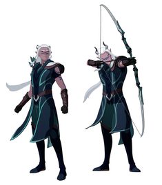 two different poses of the same character in an animated video game, one with white hair and