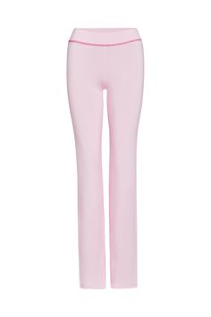 Details Best-selling Blare Trackpant in a new pastel pink colourway Stretchy bamboo and jersey fabrication Low-rise waist and bodycon silhouette Wide, elastic waistband for a comfortable, stretchy fit Featuring placement water-based soft print 'I.AM.GIA' logo on the bum in contrast pink Contrast pink stitching detail around the waistband Pull-on construction to slip into with ease Unlined - This fabric is not sheer Recommended Underwear: Due to the low-mid rise, we recommend wearing this garment Pink Wide Leg Athleisure Sweatpants, Pink Wide Leg Sweatpants Athleisure Style, Pink Straight Pants For Loungewear, Pink 4-way Stretch Leggings, Pink Stretch Bottoms For Loungewear, Pink Stretch Sweatpants For Loungewear, Pink Full-length Loungewear Bottoms, Spring Loungewear Pants With 4-way Stretch, Pink Stretch Pants For Loungewear