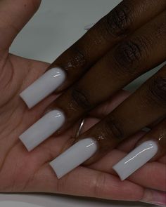 Plain Acrylic Nails, Solid Color Acrylic Nails, Sqaure Nails, Long Square Nails, Milky Nails, Plain Nails, Hard Nails, Diy Acrylic Nails