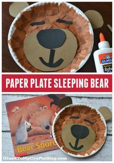 paper plate sleeping bear craft for kids to make