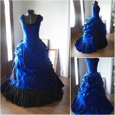 Victorian Wedding Dresses Royal Blue Ruffles Square Neck Sweep Train Bridal Gown  | eBay Ball Gown Bustle, Victorian Ball Dress, Purple Ballgown, Steampunk Dresses, Dupioni Silk Dress, Venice Wedding, Kids Christmas Dress, Wedding Ball Gown, Victorian Wedding Dress