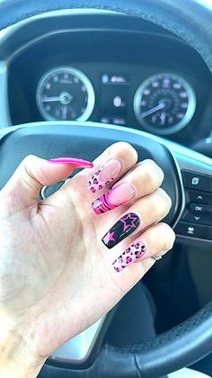 Pink Nails Ideas Simple, Y2k Nails 2000s, Y2k Nail Inspo Medium, T2k Nails, Suki Fast And Furious Nails, Y2k Nails Trashy, Yk2 Nails Pink, Jersey Shore Nail, Y2k Nails Coffin