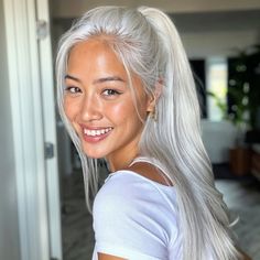 magnific soiW6wknyf9HRcgD09Ov Platinum Slicked Back Ponytail Blonde Asian Hair, Natural White Hair, Platinum Blonde Hair Color Ideas, Back Ponytail, Long Platinum Blonde, Silver White Hair, Slicked Back Ponytail, Grey Hair Transformation