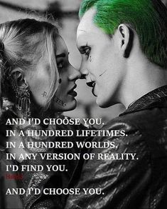 two people with green hair and piercings are facing each other, one is kissing the other