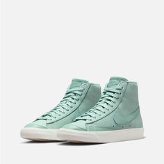 Light Mint Color. Unworn. Women’s 11 Nike High-top Sneakers With Rubber Sole For Spring, Spring Nike High-top Sneakers With Rubber Sole, Blue Sporty High-top Sneakers For Spring, Sporty Blue High-top Sneakers For Spring, Nike High-top Sneakers For Spring, Vintage Nike Blue Sneakers, Blue High-top Sneakers With Vulcanized Sole For Spring, Vintage Blue Nike Sneakers, Spring Blue High-top Sneakers With Rubber Sole