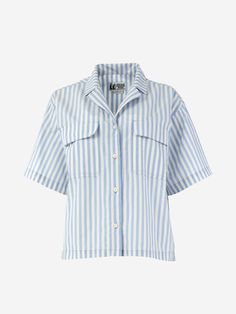 When the summer heat is coming in hot, button up with the laid-back vibes of the Muir Camp shirt. Your new go-to collared shirt for summer mountain fun can now make a splash at the pool and cocktail party. Flex your vintage style prowess with a timeless, eye-catching camp collar without losing sight of your adventurous side. Updated with a recycled polyester ripstop and cotton blend, this collared short sleeve gives you soft, breathable durability so you're trail and campsite ready for many trips to come. Dress it up for a night on the town or unwind at the lake after a hot summer hike. | Marmot Women's Muir Camp Collar Novelty Short Sleeve Shirt in Blue Bonnet Austin Stripe Size: XS Summer Collared Short Sleeve Shirt With Pockets, Vacation Tops With Buttons And Camp Collar, Vacation Tops With Button Closure And Camp Collar, Summer Shirt With Button Closure And Collar, Summer Collared Shirt With Button Closure, Summer Camp Shirt With Pockets And Button-up, Summer Tops With Camp Collar And Buttons, Blue Summer Shirt With Placket, Summer Shirt With Johnny Collar And Buttons