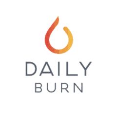 the daily burn logo with an orange and yellow drop on it's left side