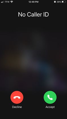 an iphone screen with the call id on it and two different icons in red, green, and blue