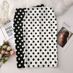 Summer New Polka Dot High Waist Skirt Mid-length Slit Bag Hip Skirt Female Plus Size Skirts Womens Print Casual Female Plus Size, Checked Skirt, Pencil Skirt Casual, Polka Dot Midi Skirt, Bodycon Midi Skirt, Stretch Pencil Skirt, Hip Skirt, High Waisted Pencil Skirt, High Waist Skirt