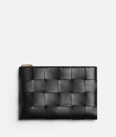 Small Pouch Designer Woven Leather Clutch, Modern Leather Clutch With Intrecciato Weave, Modern Rectangular Clutch With Intrecciato Weave, Modern Intrecciato Weave Rectangular Clutch, Luxury Leather Zipper Pouch, Luxury Rectangular Woven Leather Clutch, Luxury Woven Leather Rectangular Clutch, Luxury Leather Wallet With Intrecciato Weave, Bottega Veneta Pouch