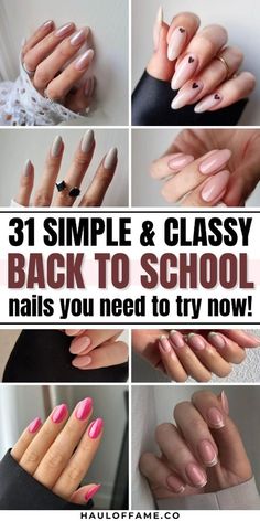 Senior Picture Nails, School Nails Short, Nail Inspo Back To School, Back To School Nails Short, Nails For Teens, Natural Almond Nails, Nails School, Bright Pink Nails, Baby Pink Nails