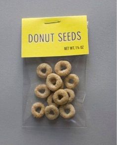 a package of donut seeds sitting on top of a table