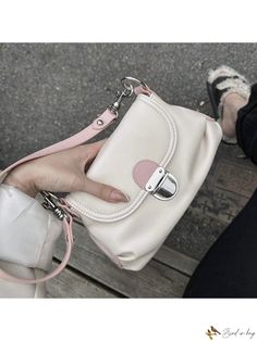 Bird in Bag - Y2K-inspired Pink and White Shoulder Bag: A Stylish and Trendy Crossbody PU Handbag Bag Y2k, White Shoulder Bag, Baguette Bag, Chain Crossbody Bag, Bird In Bag, Bag Bag, Elegant Gift, Embroidered Flowers, Pink And White