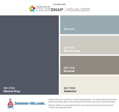 the color scheme for sheryln - williams's paint swatches, including gray and