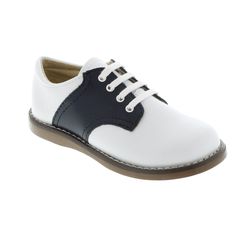 Badorf Shoe Footmates White and Navy Cheer Oxford - Little Miss Muffin Children & Home Saddle Oxford Shoes, Toddler Dress Shoes, Saddle Oxfords, Cheer Shoes, Arch Support Shoes, Insole Design, Oxford Shoe, Saddle Shoes, Oxford White