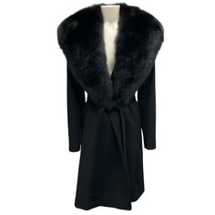 Fleurette Black Fox Fur Collared Belted Wool Coat 082471fx Condition: Never Worn, With Tag Fabric Content: Shell - 100% Wool / Lining - 100% Acetate / Collar - Fox Fur Care: Fur Specialist Clean Country Of Origin: Usa Color: Black Closure / Opening: Belt Size: Us 6 (See Measurements) Bust: 19.5" Waist: 20.5" Sleeve: 24" Shoulder: 19" Length: 39.5" Hip: 23.5" Material: Fur Category: Clothing Subcategory: Coats Sub Sub Category: Coats Item Number: 100627-14 Gf-1024-Di ** Photos Are Of The Actual I Black Shawl Collar Outerwear For Formal Occasions, Formal Black Shawl Collar Outerwear, Formal Black Outerwear With Shawl Collar, Elegant Black Outerwear With Faux Fur Trim, Elegant Formal Outerwear With Faux Fur Trim, Elegant Evening Outerwear With Faux Fur Trim, Fitted Black Outerwear With Shawl Collar, Tailored Black Outerwear With Shawl Collar, Evening Shawl Collar Winter Outerwear