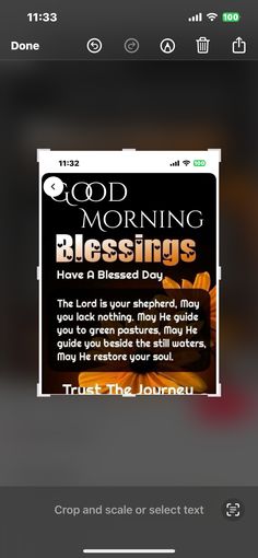 an image of a cell phone screen with the text good morning blessings on it