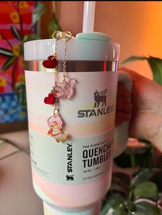 Strawberry Short Charms Stanley Straw Topper - Etsy Coquette Stanley, Stanley Cup Accessories, Stanley Design, Stanley Charms, Cup Charms, Cute Laptop Stickers, Cup Accessories, Yeti Rambler, Cup Handles