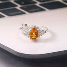 Yellow Citrine Engagement Silvet Ring, Classic Citrine Crystal Ring, Silver Citrine Oval Crystal Ring, Yellow Citrine Hallmarked Rings, Luxury Hallmarked Citrine Rings, Yellow Gemstone Ring, Ring Pop, Citrine Jewelry, Yellow Gemstones