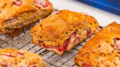 freshly baked muffins cooling on a wire rack