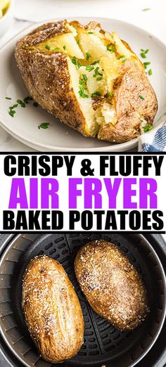 crispy and fluffy air fryer baked potatoes are the perfect side dish for any meal