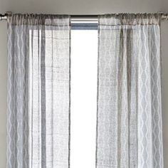 the curtains are hanging in front of the window