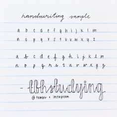 handwritten font and cursive writing on lined paper with the words,'handwritinging sample '