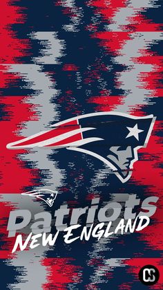 the new england football team's logo on a red, white and blue background