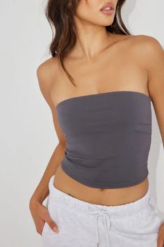 Tasia Tube Top, Forged Iron Grey Fitted Crop Tube Top, Grey Tube Top Outfit, Cheap Seamless Black Tube Top, Fitted Seamless Cotton Tube Top, Fitted Mini Tube Top With Built-in Bra, Grey Tube Top, Tube Top Outfits, Funny Dresses, Bad Dresses