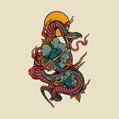 Check out this awesome 'Oriental Snake' design on @TeePublic!