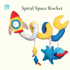 an image of a mobile that says spiral space rocket