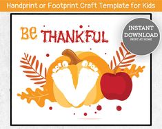 a printable thanksgiving card with an apple and leaves