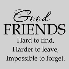 a quote that says good friends hard to find, harder to leave, impossible to forget