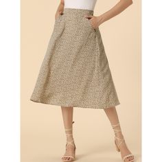 This chic, A-line midi skirt has a natural waist fit and a flared hem shaped by chiffon fabric. Hidden side zipper and pocket. Pair it with the matching top for a complete look. Easily teamed with a tucked-in blouse and high heels for a polished look. Gauzy woven fabric is dressed up with abstract white floral prints, shaping this whimsical skirt that falls from a natural waist into a twirly midi skirt creating a flattering, tailored fit. A-line Workwear Skirt With Pockets, Workwear Flared Skirt With Pockets, Flowy Skirt With Pockets For Day Out, Full Skirt With Side Pockets For Work, Full Skirt Bottoms With Pockets For Day Out, Day Out Full Skirt With Pockets, Workwear Full Skirt With Side Pockets, Chic Midi-length Bottoms With Pockets, Flowy Workwear Skirt With Pockets