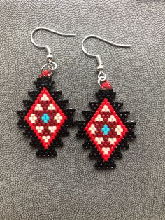 the beaded earrings are black and red