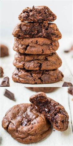 chocolate cookies stacked on top of each other