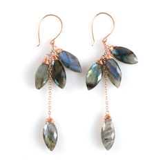 These Gorgeous Labradorite Gemstone Earrings Are Brand New, I've Never Worn Them! Purchased From An Artist. The Metal Is A Rose Gold, Copperish Color. Cluster Jewelry, Cold Connections, Artist Jewelry, Fantasy Outfits, Ear Art, Gem Earrings, Coin Earrings, Family Jewels, Labradorite Earrings