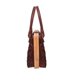 Introducing our Fashionable Top Handle Bag, a stylish handbag and purse for women. Dimensions: 10.8 x 7.6 x 4.5 inches (27.5 x 19.5 x 11.5 cm) Material: Crafted from a combination of genuine leather and real oak wood. Please Note: The actual color of the item may vary slightly from the pictures shown on the website due to differences in monitor brightness settings on your computer. Rectangular Clutch With Leather Handles For Travel, Rectangular Clutch For Shopping, Brown Top Handle Evening Bag, Rectangular Briefcase For Shopping, Rectangular Clutch With Leather Handles For Daily Use, Burgundy Handheld Bag For Everyday Use, On-the-go Clutch Box Bag With Detachable Handle, Elegant Rectangular Bags With Leather Handles, Elegant Baguette Satchel Bag With Leather Handles