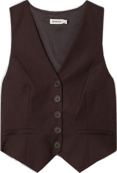 Wool Business Vest For Fall, Wool Vest For Business In Fall, Elegant Brown Business Vest, Formal Brown Sleeveless Outerwear, Elegant Sleeveless Wool Vest, Brown Sleeveless Formal Outerwear, Classic Vest For Work In Fall, Classic Vest For Workwear In Fall, Tailored Wool Vest For Semi-formal Occasions