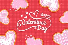 valentine's day card with hearts and waffles on a red checkered background