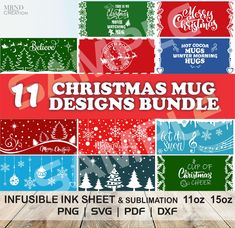 the christmas mug designs bundle is available for purchase